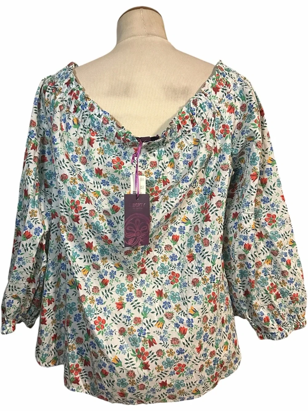 Liberty Art x J.Crew Edenham Floral Off Shoulder Blouse NWT Green White Size 14